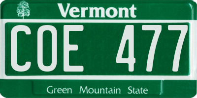 VT license plate COE477