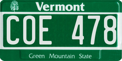 VT license plate COE478