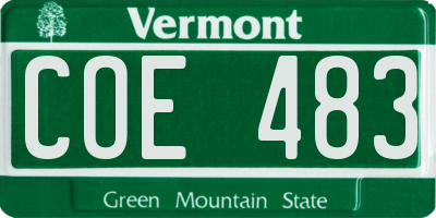 VT license plate COE483