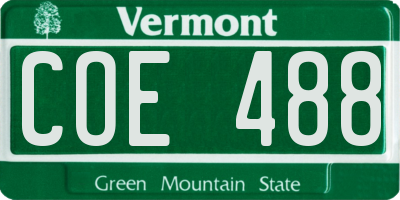 VT license plate COE488