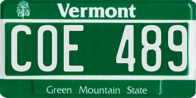 VT license plate COE489