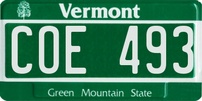 VT license plate COE493