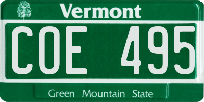 VT license plate COE495