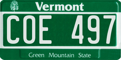 VT license plate COE497