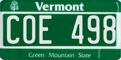 VT license plate COE498