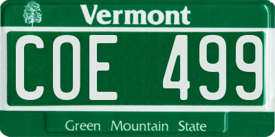 VT license plate COE499