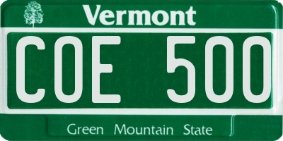 VT license plate COE500