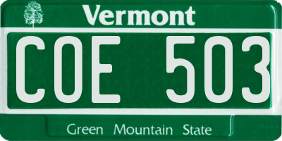 VT license plate COE503