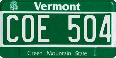 VT license plate COE504
