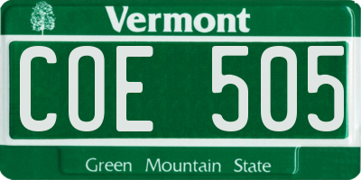 VT license plate COE505