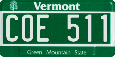 VT license plate COE511