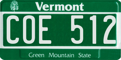 VT license plate COE512