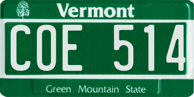 VT license plate COE514
