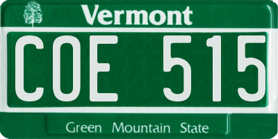 VT license plate COE515