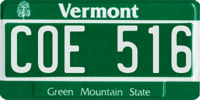 VT license plate COE516