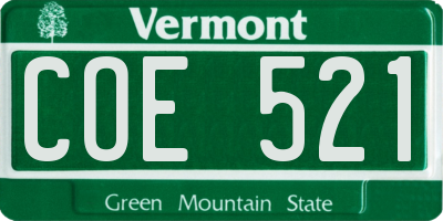 VT license plate COE521