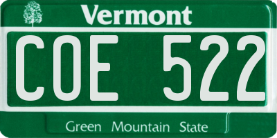 VT license plate COE522