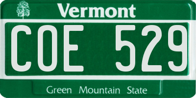 VT license plate COE529