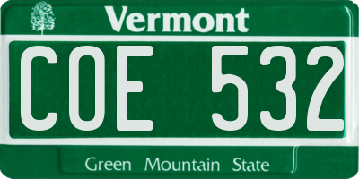 VT license plate COE532
