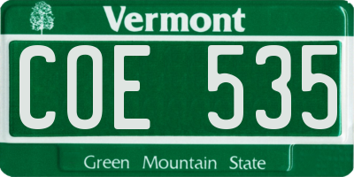 VT license plate COE535
