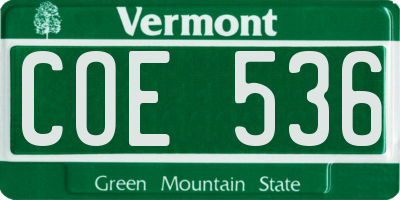 VT license plate COE536