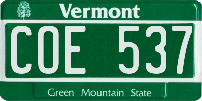 VT license plate COE537