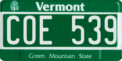 VT license plate COE539