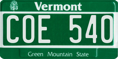 VT license plate COE540