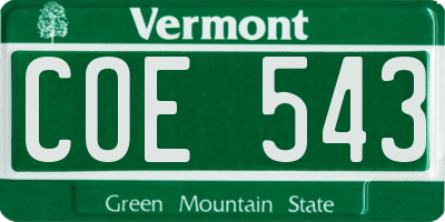 VT license plate COE543