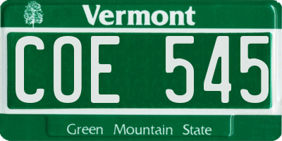 VT license plate COE545