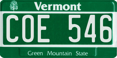 VT license plate COE546