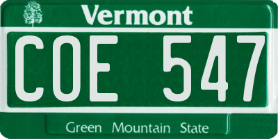 VT license plate COE547