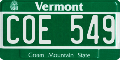 VT license plate COE549