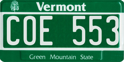 VT license plate COE553