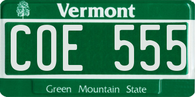 VT license plate COE555