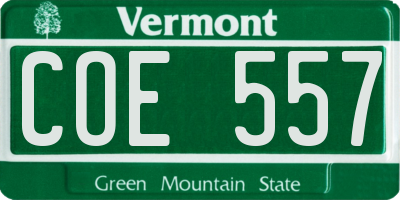 VT license plate COE557