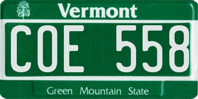 VT license plate COE558