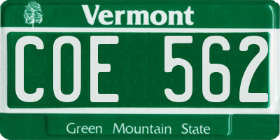 VT license plate COE562