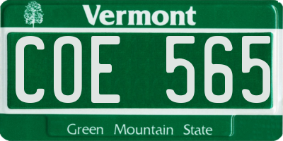 VT license plate COE565