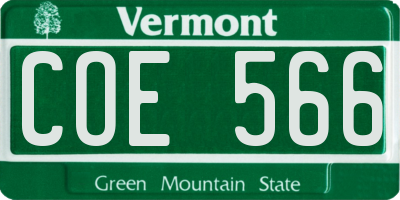 VT license plate COE566