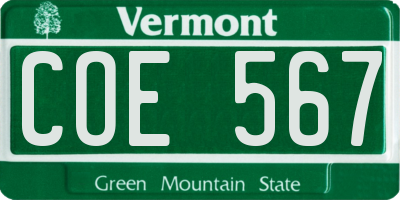 VT license plate COE567