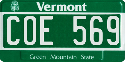 VT license plate COE569