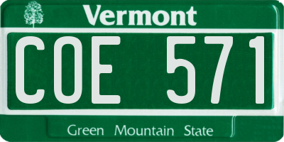 VT license plate COE571