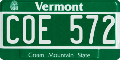 VT license plate COE572