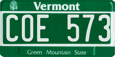 VT license plate COE573