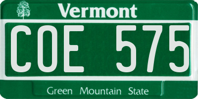 VT license plate COE575