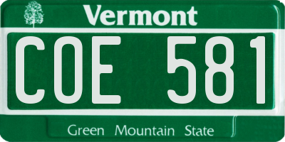 VT license plate COE581