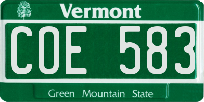 VT license plate COE583