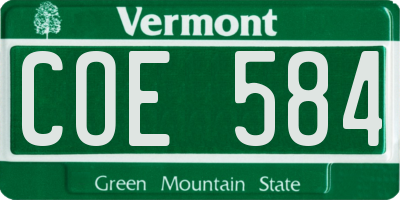 VT license plate COE584