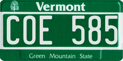 VT license plate COE585